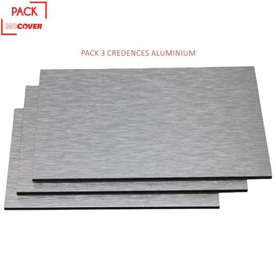 Crédences - Lot de 3 - Réversible- en aluminium brossé 100 x 50 x 0.3cm Aluminum brossé, ep.3 mm, l.50 cm, L.100 cm