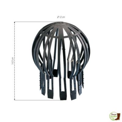 Crapaudine de gouttiere lot de 2 paniers filtre pour descente diametre 12 cm hauteur 14,5 cm en plastique