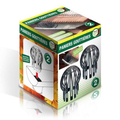 Crapaudine de gouttiere lot de 2 paniers filtre pour descente diametre 12 cm hauteur 14,5 cm en plastique