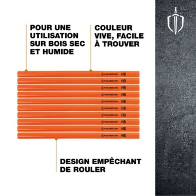 Crayon de menuisier 175mm - 10 pièces Bois Magnusson