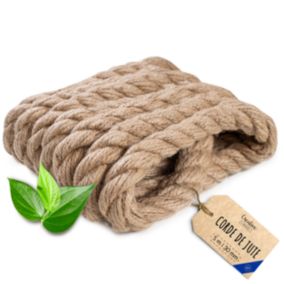 Creative Deco 5m Corde de Jute Epaisseur 30mm - Griffoir pour Chat - Ficelle Jardin - Corde Arbre à Chat - Corde Balancoire