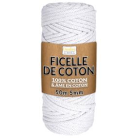 Creative Deco 5mm x 50m Corde Macramé Fil de Coton Blanc +/- 0.5mm Épaisseur - Decoration, Jardinage, Emballage Cadeau, Bricolage