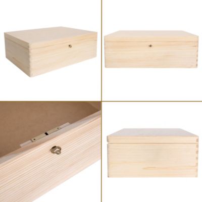 Creative Deco Boîte à Stylos En Bois De Pin 18x10x3,5cm - Coffret Rangement Avec Couvercle DIY
