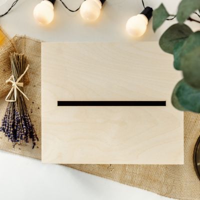 Creative Deco Boîte en Bois Naturel avec Couvercle et Clé - 29 x 25 x 15 cm - Boîte à Enveloppes - Souvenirs Mariage Anniversaire