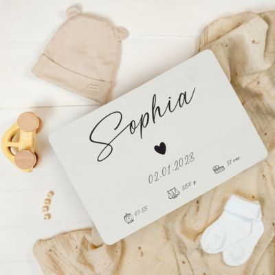 Creative Deco Boîte à Souvenirs Bébé Personnalisée Blanc - Motif Cœur - Cadeau Naissance Fille et Garçon - Boîte en Bois