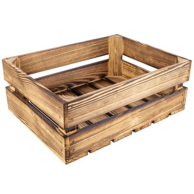 Creative Deco Caisse en Bois Flammé 40 x 30 x 15 cm - Caisse Rangement Bois Vintage - Cagette Bois Deco - Boite Decoration