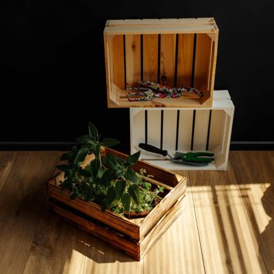 Creative Deco Caisse en Bois Flammé 40 x 30 x 15 cm - Caisse Rangement Bois Vintage - Cagette Bois Deco - Boite Decoration