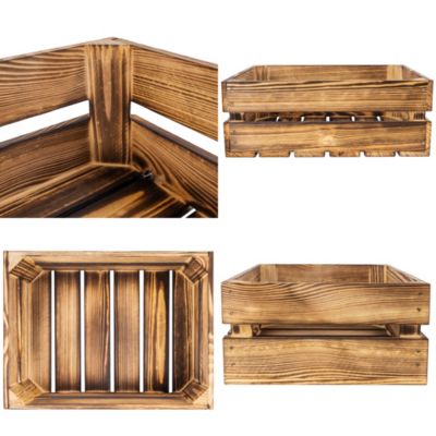 Creative Deco Caisse en Bois Flammé 40 x 30 x 15 cm - Caisse Rangement Bois Vintage - Cagette Bois Deco - Boite Decoration