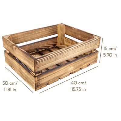 Creative Deco Caisse en Bois Flammé 40 x 30 x 15 cm - Caisse Rangement Bois Vintage - Cagette Bois Deco - Boite Decoration