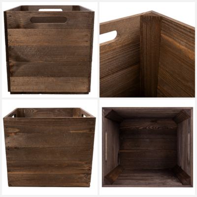 Creative Deco Caisse en Bois Marron Compatible Étagères KALLAX et EXPIDIT 33 x 37 x 33 cm - Cube de Rangement - Kallax Rangement