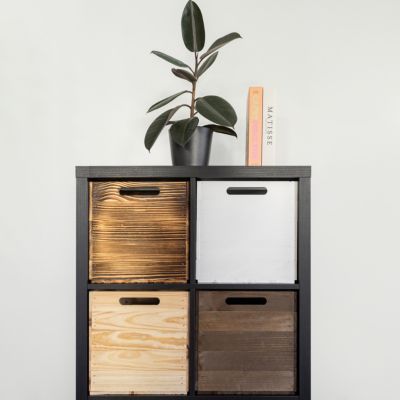 Creative Deco Caisse en Bois Marron Compatible Étagères KALLAX et EXPIDIT 33 x 37 x 33 cm - Cube de Rangement - Kallax Rangement
