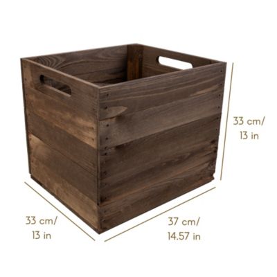 Creative Deco Caisse en Bois Marron Compatible Étagères KALLAX et EXPIDIT 33 x 37 x 33 cm - Cube de Rangement - Kallax Rangement