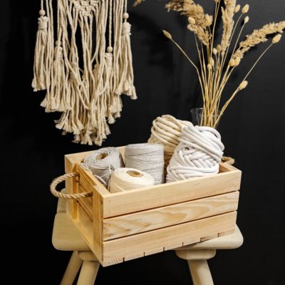 Creative Deco Caisse en Bois Noel Naturel 33,5 x 24 x 14,5 cm - Boîte de Rangement - Cagette en Bois - Livres, Jouets