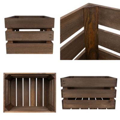 Creative Deco Caisse en Bois Wengé 40 x 30 x 23 cm - Caisse Rangement Bois - Caisse en Bois Vintage - Cagette Bois Deco