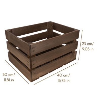 Creative Deco Caisse en Bois Wengé 40 x 30 x 23 cm - Caisse Rangement Bois - Caisse en Bois Vintage - Cagette Bois Deco