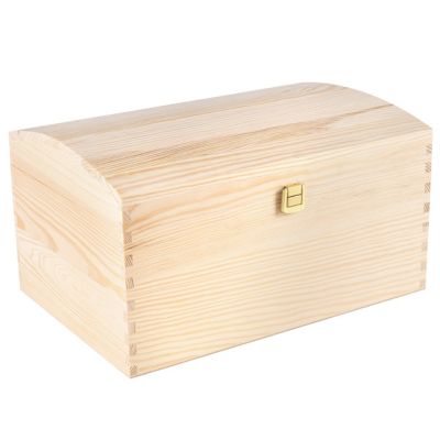 Creative Deco Coffre Boite Rangement en Bois 34,5 x 25 x 19,2 cm - Fermoir et Couvercle Courbé - Caisse Malle pour Jouet, Outils
