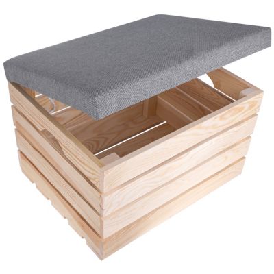 Creative Deco Coffre de Rangement Naturel 50 x 40 x 35 cm - Banc, Tabouret, Pouf et Cube de Rangement - Coffre à Jouets Enfant