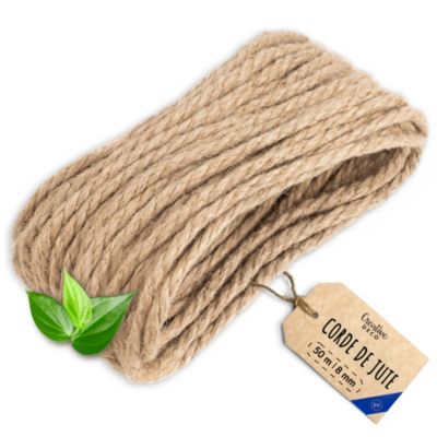 Creative Deco Corde Jute 50 m 8 mm - Fibre Naturelle Torsadée - Solide Durable - Bricolage Jardin Maison