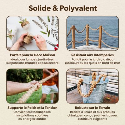 Creative Deco Corde Jute 50 m 8 mm - Fibre Naturelle Torsadée - Solide Durable - Bricolage Jardin Maison