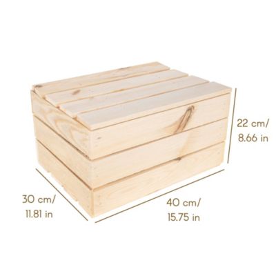 Boîte En Bois Brut Avec Clé - Rangement DIY 40x30x24 Cm - Idée Cadeau Personnalisable