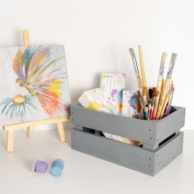 Creative Deco  Lot de 3 Caisse en Bois Gris 30 x 20 x 15 cm - Caisse Rangement Bois - Caisse en Bois Vintage - Cagette Bois Deco