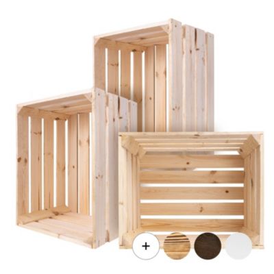 Creative Deco Lot de 3 Caisse en Bois Naturel 50 x 40 x 30 cm - Caisse Rangement Bois - Caisse en Bois Vintage - Cagette Bois Deco