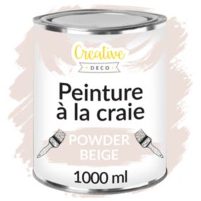 Creative Deco Peinture à la Craie Beige Poudré 1L - Mat et Lavable - Peinture Meuble Bois - Idéal pour Rénovation de Meubles