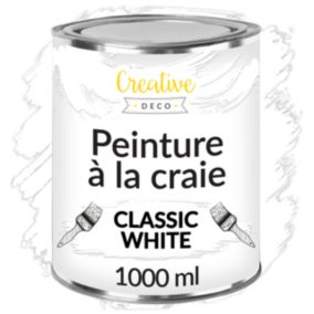 Creative Deco Peinture à la Craie Blanc 1L - Mat et Lavable - Peinture Meuble Bois - Idéal pour Rénovation Meubles - Chalk Paint