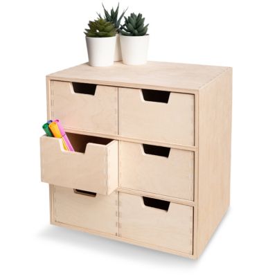 Creative Deco Petite Commode Bois 6 Tiroir - 28,5 x 20 x 28,5cm - Organiseur Bureau - Rangement Bureau Organisateur - Petit Meuble