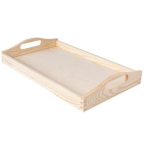 Creative Deco Plateau de Service en Bois 39,5 x 24 x 6,3 cm - avec Poignées Simples - pour Repas, Petit Déjeuner, Thé, Café