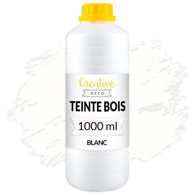 Creative Deco Teinte Bois Blanc 1L - Teinture Bois à Séchage Rapide - Protection de Surface - Vernis Bois Exterieur et Interieur