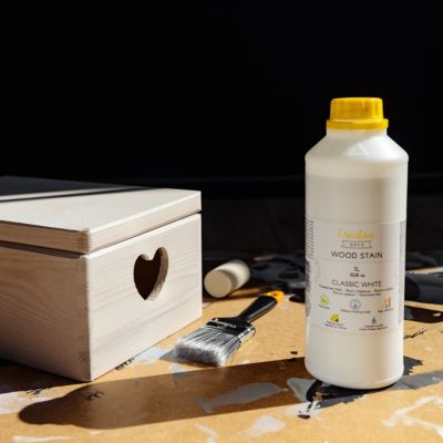 Creative Deco Teinte Bois Blanc 1L - Teinture Bois à Séchage Rapide - Protection de Surface - Vernis Bois Exterieur et Interieur
