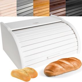 Creative Home Boîte à Pain Blanc - 38 x 28,5 x 17,5 cm (+/- 1 cm) - Boite a Pain Bois - Huche à Pain - Boite en Bois