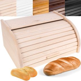 Creative Home Boîte à Pain Naturel - 38 x 28,5 x 17,5 cm (+/- 1 cm) - Boite a Pain Bois - Huche Pain - Corbeille a Pain