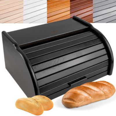 Creative Home Boîte à Pain Noir - 38 x 28,5 x 17,5 cm (+/- 1 cm) - Boite a Pain Bois - Huche à Pain - Boite en Bois