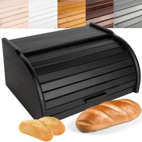 Creative Home Boîte à Pain Noir - 38 x 28,5 x 17,5 cm (+/- 1 cm) - Boite a Pain Bois - Huche à Pain - Boite en Bois
