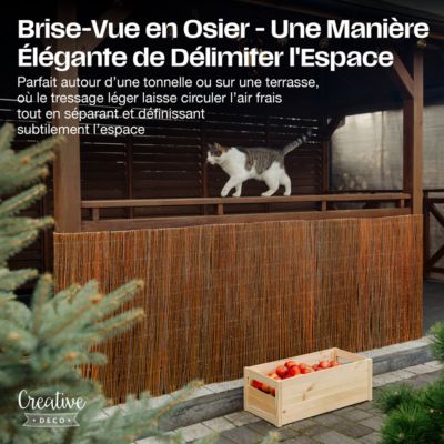 Creative Home Brise-Vue en Saule pour Balcon et Terrasse 90 x 300 cm (H x L) - Canisse Naturelle - Contre le Vent pour Patio
