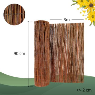 Creative Home Brise-Vue en Saule pour Balcon et Terrasse 90 x 300 cm (H x L) - Canisse Naturelle - Contre le Vent pour Patio