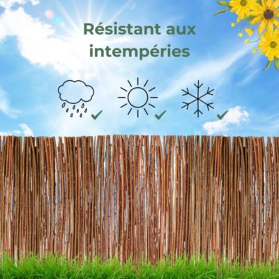 Creative Home Brise-Vue en Saule pour Balcon et Terrasse 90 x 300 cm (H x L) - Canisse Naturelle - Contre le Vent pour Patio
