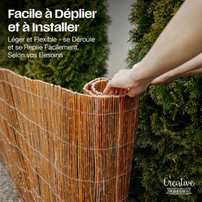 Creative Home Brise-Vue en Saule pour Balcon et Terrasse 90 x 300 cm (H x L) - Canisse Naturelle - Contre le Vent pour Patio