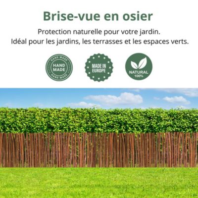 Creative Home Brise-Vue en Saule pour Balcon et Terrasse 90 x 300 cm (H x L) - Canisse Naturelle - Contre le Vent pour Patio