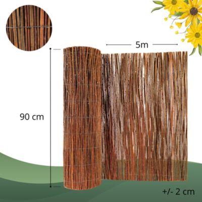 Creative Home Brise-Vue en Saule pour Balcon et Terrasse 90 x 500 cm (H x L) - Canisse Naturelle - Contre le Vent pour Patio
