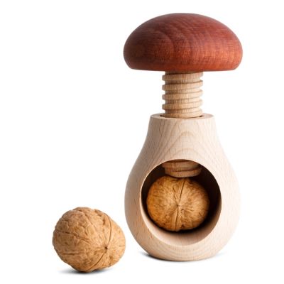 Creative Home Casse Noix Casse-Noisette en Bois - 10 x 6 cm - Forme de Champignon - avec Mécanisme à Vis - Solide et Durable