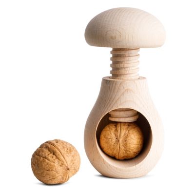 Creative Home Casse-Noix en Bois Naturel - 10 x 7 cm - Broyeur Manuel Champignon - Mécanisme à Vis en Hêtre Durable pour Cuisine