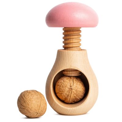 Creative Home Casse-Noix en Bois Rose - 10 x 7 cm - Broyeur Manuel Champignon - Mécanisme à Vis en Hêtre Durable pour Cuisine
