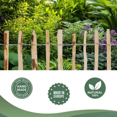 Creative Home Clôture en Bois de Noisetier - 120 cm x 5 m - Clôture en Rouleau avec Espacement de 7-9 cm - Bordure de Jardin