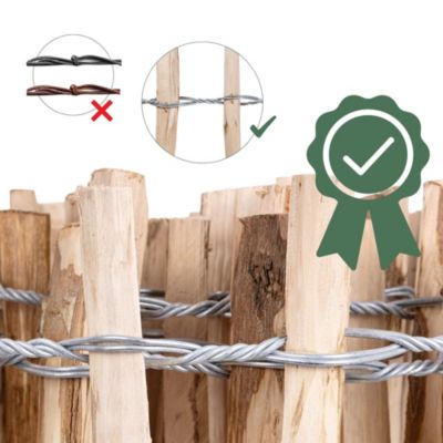 Creative Home Clôture en Bois de Noisetier - 120 cm x 5 m - Clôture en Rouleau avec Espacement de 7-9 cm - Bordure de Jardin