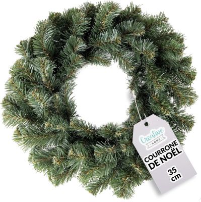 Creative Home Couronne de Noel Artificielle - Porte Guirlande de Noel - Diamètre Rond 35 cm - Décoration Fête Mariage Rustique