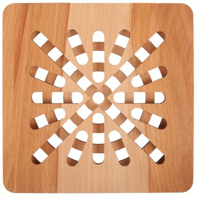 Creative Home Dessous De Plat Bois De Hêtre Carré 19,5 Cm - Réversible Résistant À La Chaleur Antidérapant