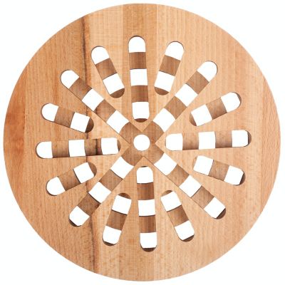 Creative Home Dessous De Plat Bois De Hêtre Rond 19,5 Cm - Réversible Résistant À La Chaleur Antidérapant